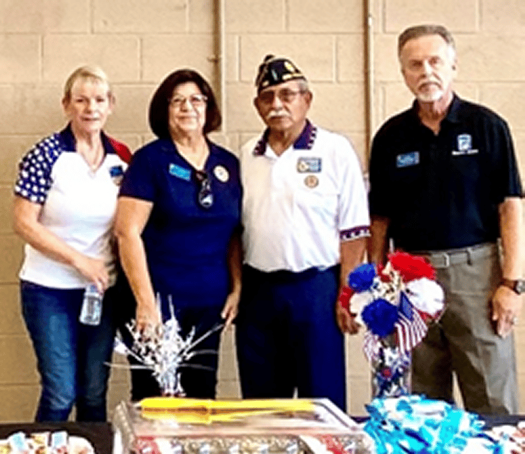 Post 132 Members With Decorated Cake For National Guard Unit.