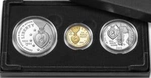 U. S. Mint three coin Purple Heart Hall of Honor Set.
