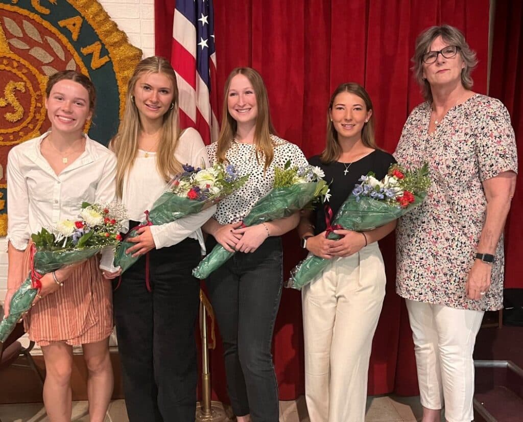 Four Girls State Delegates with Mary Couture, state program chair.