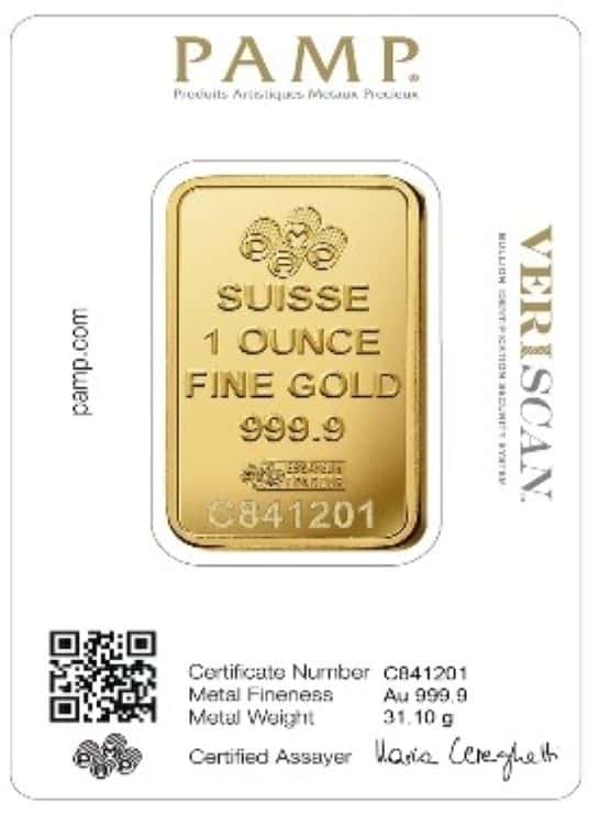 Rectangular gold bar, short sides top and bottom.